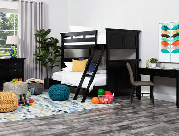 kids room with bunk bed