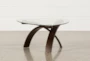 Allure Brown Triangle Glass Top + Wood Base Coffee Table - Signature