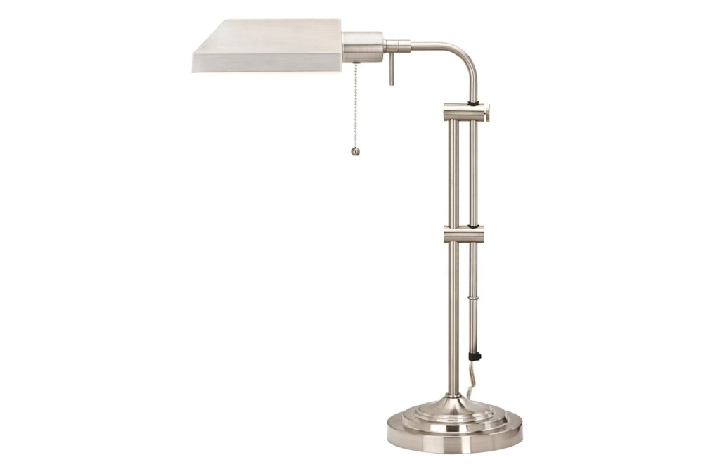 26 Inch Brushed Silver Steel Rustic Pharmacy Style Adjustable Desk Task Lamp