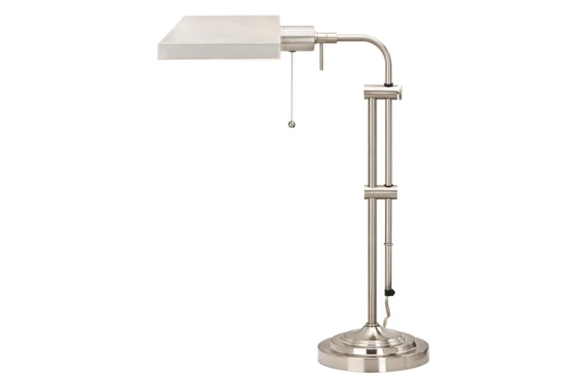 26 Inch Brushed Silver Steel Rustic Pharmacy Style Adjustable Desk Task Lamp - 360