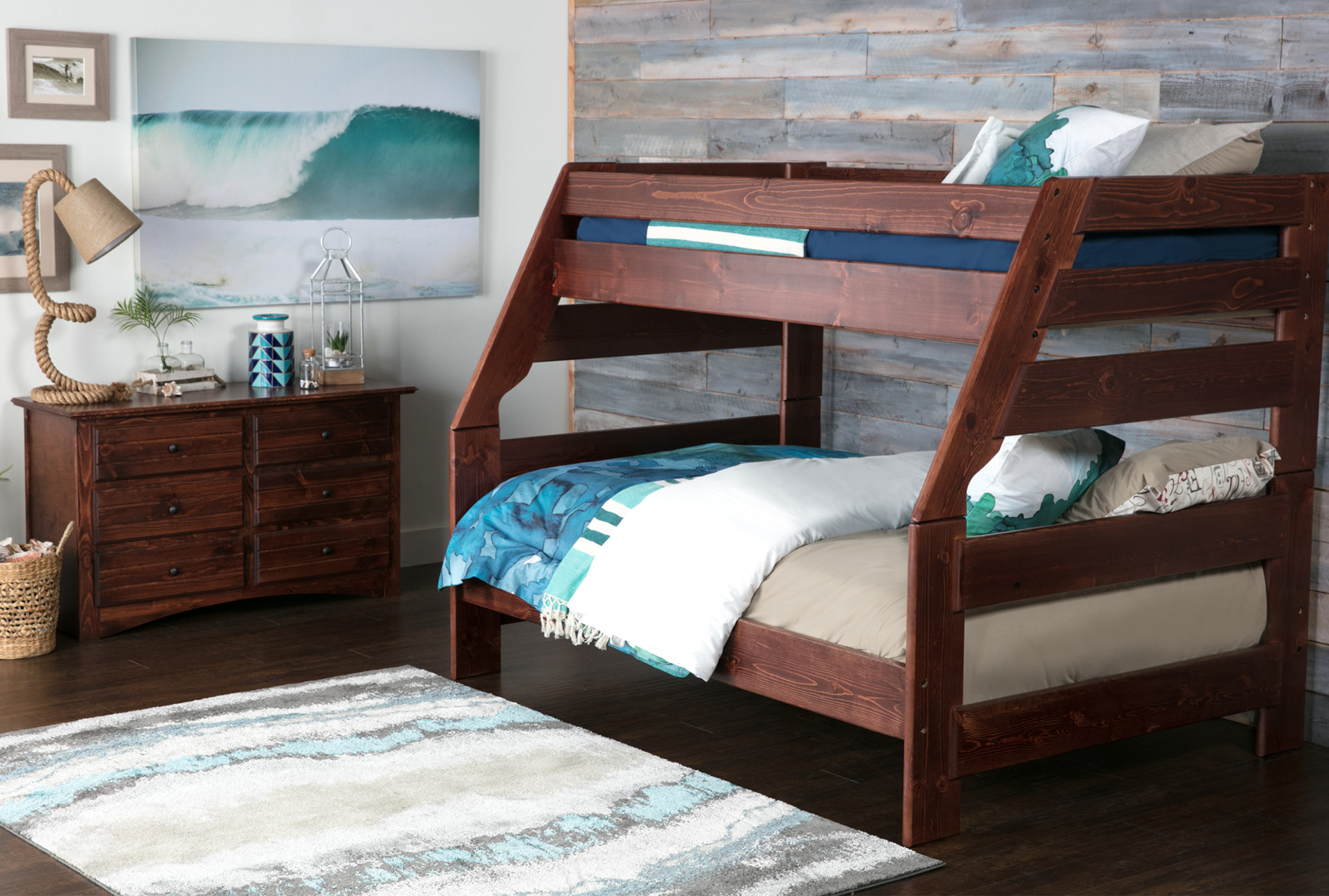 twin over double bunk bed with stairs