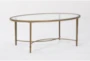 Latona Clear Glass + Bronze Metal Oval Coffee Table - Side