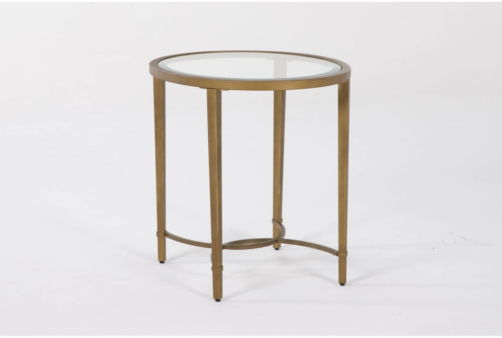 Latona Clear Glass + Bronze Metal Oval End Table