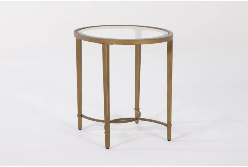 Latona Clear Glass + Bronze Metal Oval End Table - 360