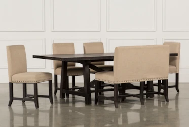 Jaxon Rectangle Dining With Bench & Upholstered Chairs Set For 6