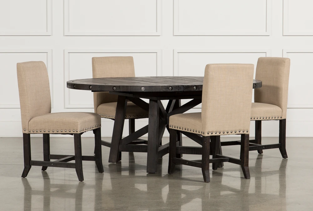 Jaxon 5 Piece Round Dining Set With, Round Dining Room Table With Leaf And Chairs