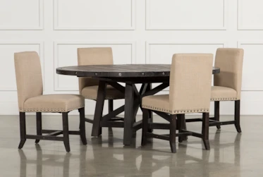 Jaxon 5 Piece Round Dining Set With Upholstered Chairs