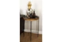 18" Round Gold And Black Marble Tray Accent Table - Room