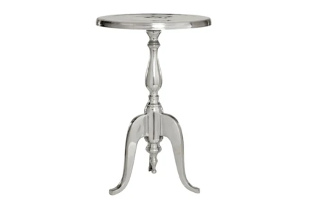 15" Round Silver Aluminum Pedestal Accent Table