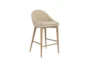 Tan Curved Back 26 Inch Counterstool With Walnut Legs - Detail