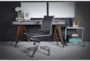 Copenhagen Black Faux Leather And Chrome Low Back Armless Rolling Office Desk Chair - Detail