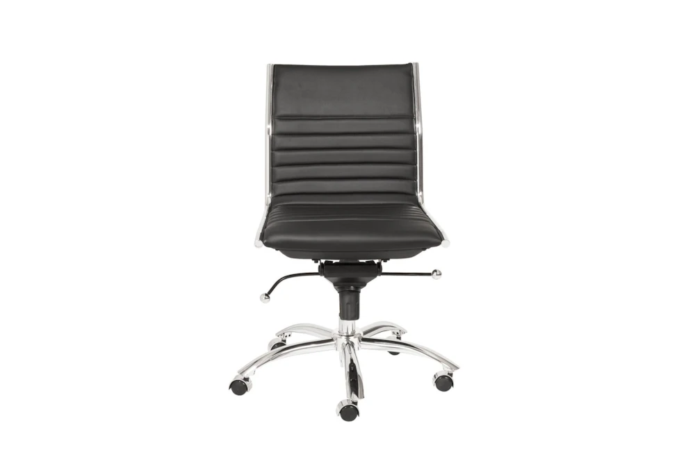 Copenhagen Black Faux Leather And Chrome Low Back Armless Rolling Office Desk Chair