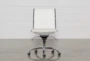 Copenhagen White Faux Leather And Chrome Low Back Armless Rolling Office Desk Chair - Side