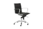 Copenhagen Black Faux Leather And Chrome Low Back Rolling Office Desk Chair - Detail