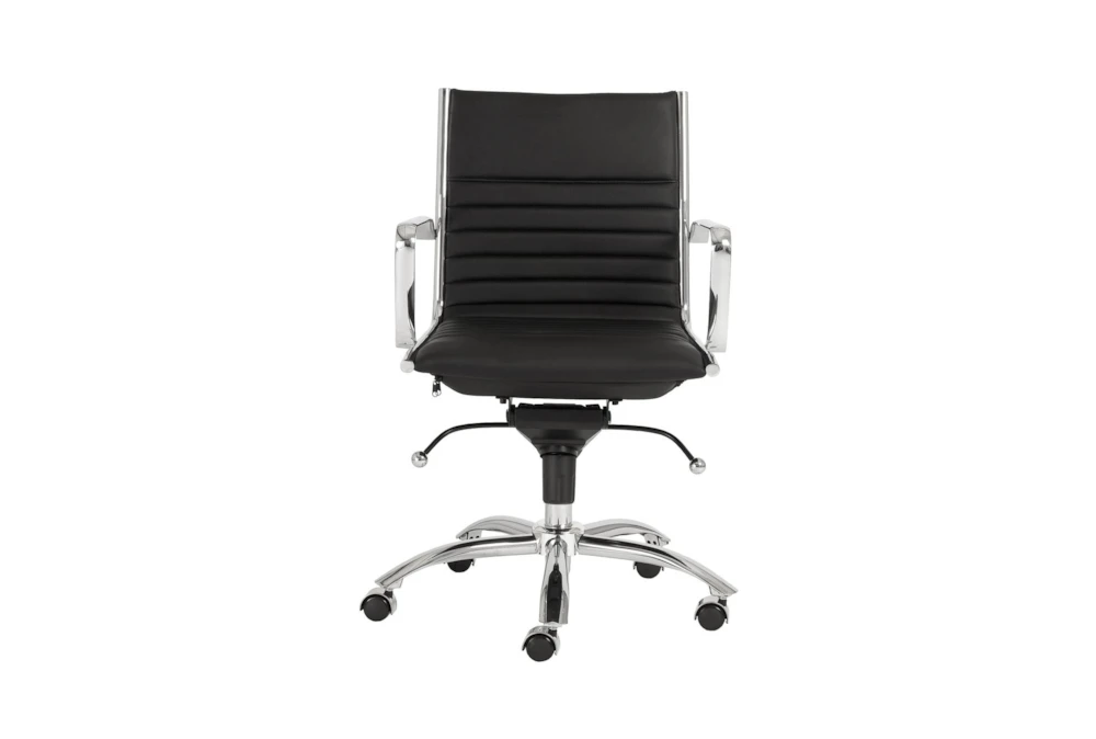 Copenhagen Black Faux Leather And Chrome Low Back Rolling Office Desk Chair
