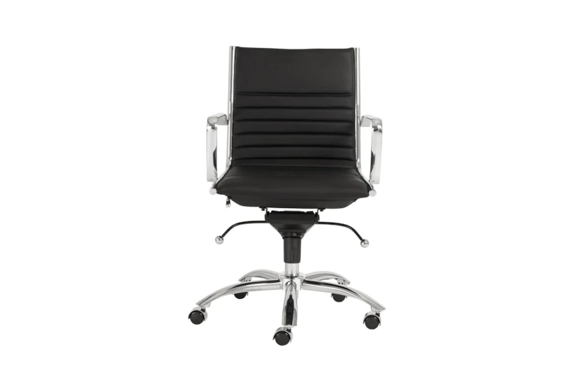 Copenhagen Black Faux Leather And Chrome Low Back Rolling Office Desk Chair - 360