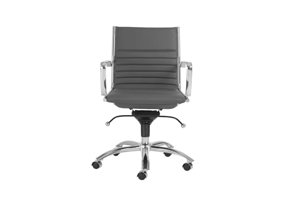 Sawtelle Gray Faux Leather Low Back Rolling Office Desk Chair