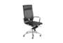 Skagen Black Vegan Leather And Chrome High Back Rolling Office Desk Chair - Detail