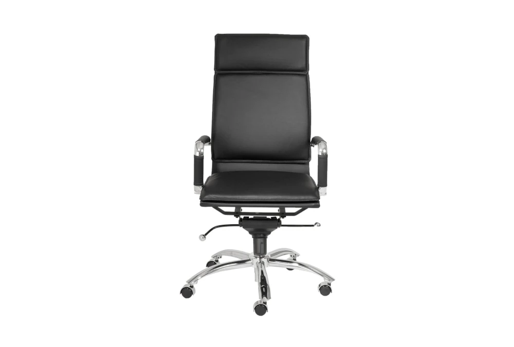 Skagen Black Vegan Leather And Chrome High Back Rolling Office Desk Chair
