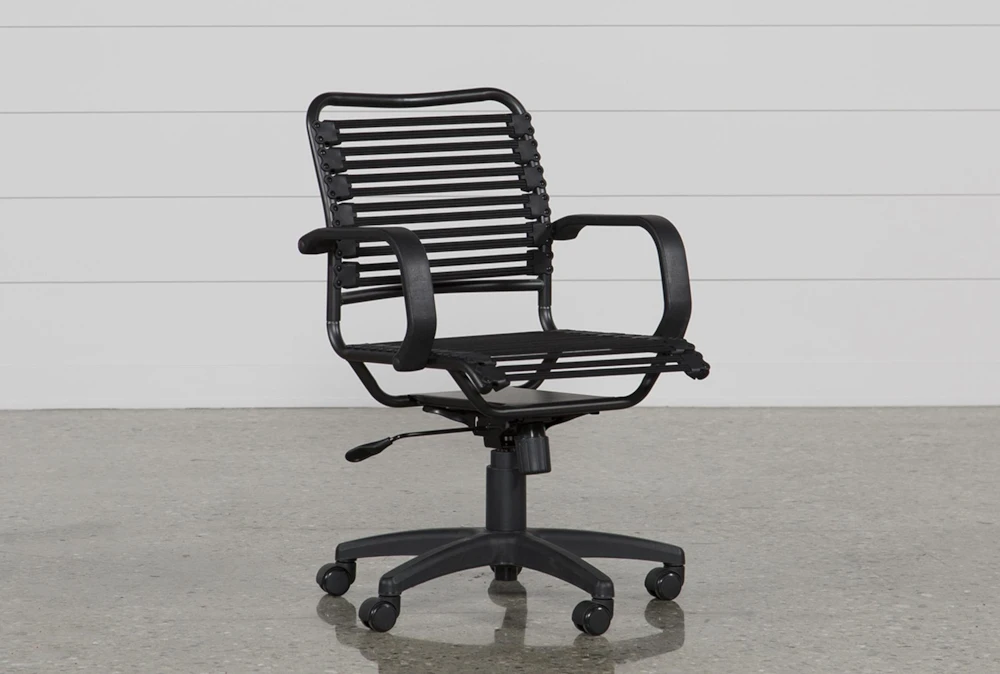 Uppsala Black And Graphite Mid Back Flat Bungee Rolling Office Desk Chair