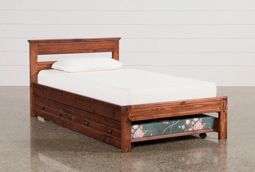 Sedona Twin Wood Platform Bed With Trundle With Mattress - 360