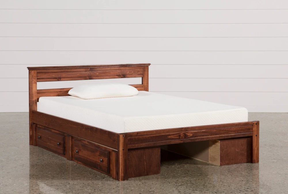 Sedona Full Wood Platform Bed With Double 2- Drawer Storage Unit