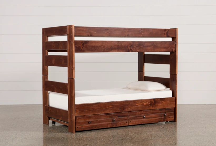 Sedona Twin Over Twin Wood Bunk Bed With Trundle With Mattress - 360