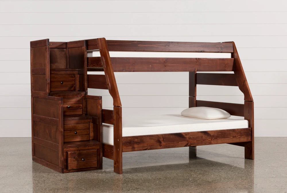 Sedona Twin Over Full Wood Bunk Bed With Stairway Chest