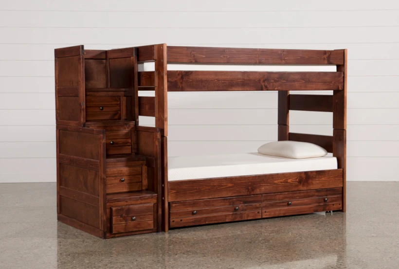 Sedona Twin Over Twin Bunk Bed With Trundle/Mattress & Stairway Chest - 360