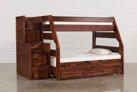 Sedona Twin Over Full Wood Bunk Bed With Trundle/Mattress & Stairway Chest - Main