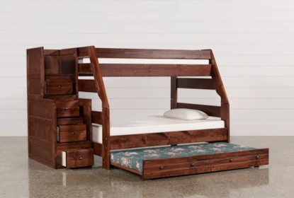 Sedona Twin Over Full Bunk Bed With Trundle Mattress Stairway
