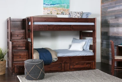 Sedona Twin Over Twin Bunk Bed With 2 Drawer Storage Unit & Stairway Chest  | Living Spaces