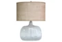 24 Inch Clear Seeded Glass Table Lamp With Oval Shade - Signature