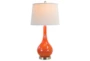 28 Inch Orange Glass + Brushed Nickel Base Table Lamp - Signature