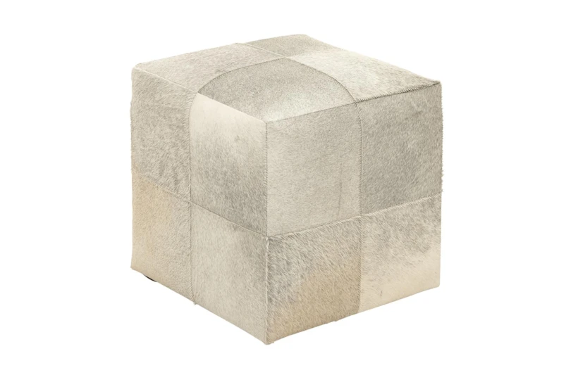 16 Inch Cubed Hide Ottoman - 360