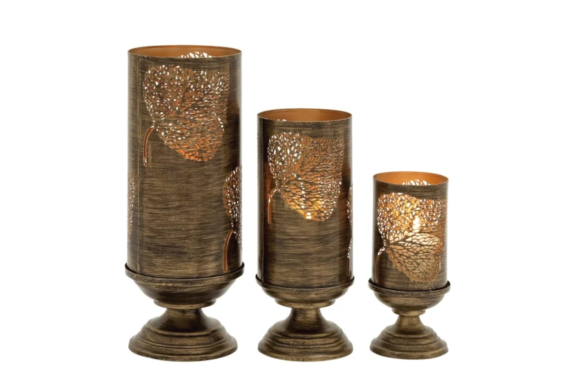 3 Piece Set Metal Goblet Candleholders - 360