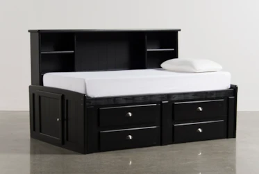 Summit Black Twin Bookcase Daybed Bed With 4-Drawer Storage Unit