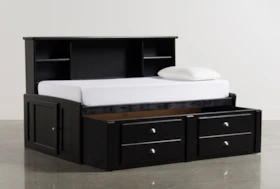 Summit Black Twin Bookcase Daybed Bed With 2- Drawer Captains Trundle