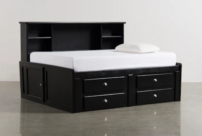 Summit Black Full Bookcase Daybed Bed With 4 Drawer Storage Unit 