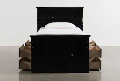 Summit Black Twin Bookcase Bed With, 4 Drawer Twin Bed