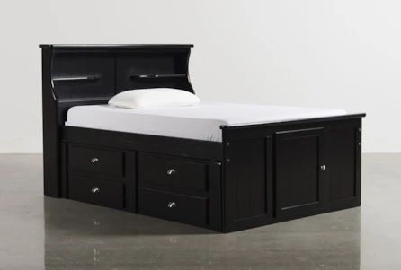 Summit Black Full Bookcase Bed With Double 4- Drawer Storage - Main