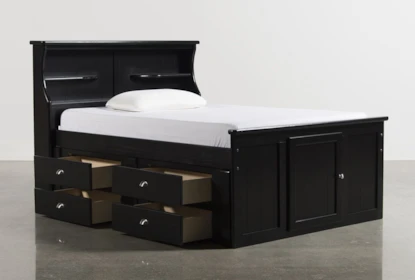 Summit Black Full Bookcase Bed With, Full Size Bookcase Bed With Drawers