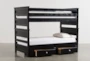 Summit Black Twin Over Twin Wood Bunk Bed With 2-Drawer Underbed Storage - Back