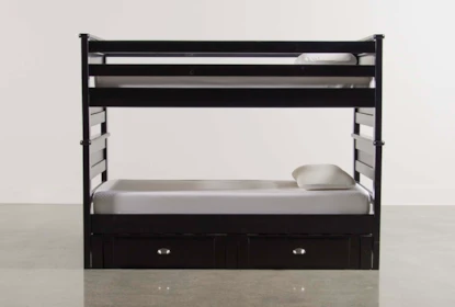 Summit Black Twin Over Bunk Bed, Black Twin Bed With Storage Drawers