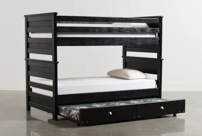 Summit Black Twin Over Bunk Bed, Full Over Full Bunk Bed With Twin Trundle