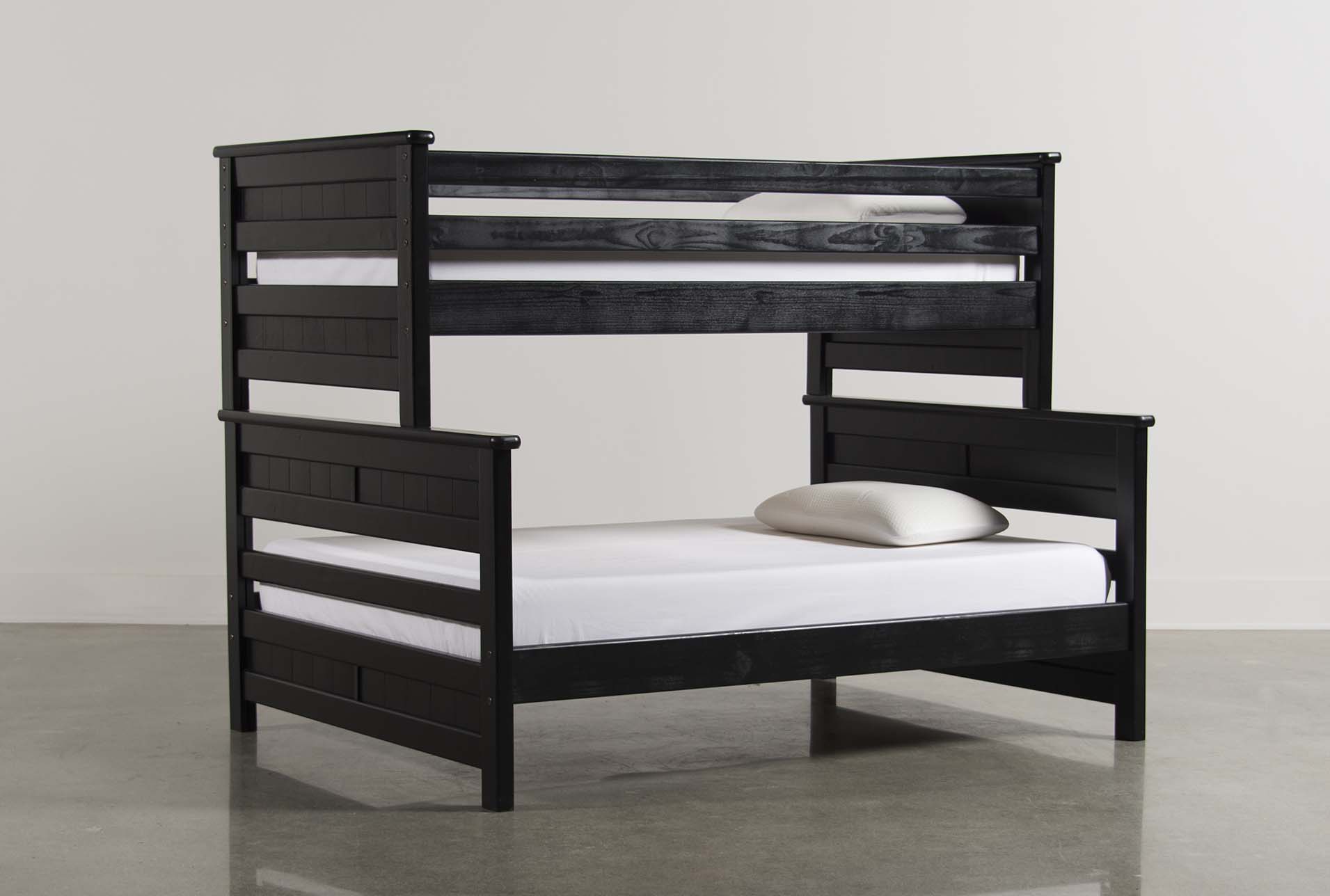 black wooden bunk beds