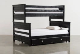 Summit Black Twin Over Full Bunk Bed With Trundle With Mattress