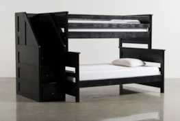 Summit Black Twin Over Full Bunk Bed With Stairway Chest