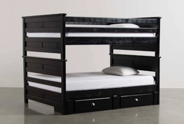 Summit Black Full Over Full Bunk Bed With 2 Drawer Underbed Storage