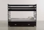 Summit Black Full Over Full Bunk Bed With Trundle/Mattress & Stairway Chest - Left